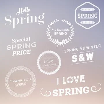 Set of spring typographic design elements Stock Illustration
