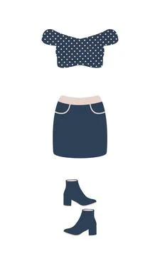 A set of spring women's clothing. Vector illustration Stock Illustration