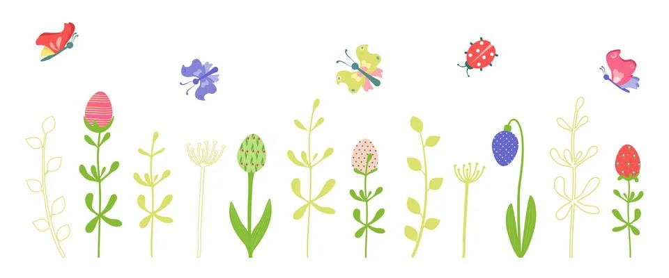 Set of springtime and summer elements Illustrazione stock