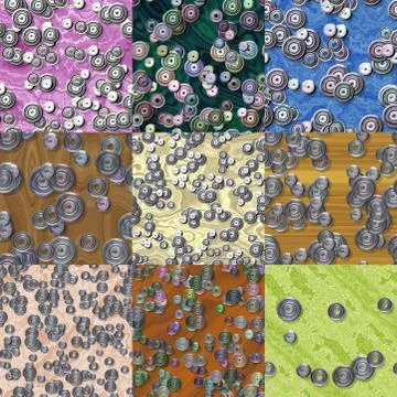 Set of sprockets seamless generated textures Stock Illustration