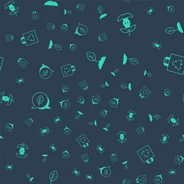 Set Sprout, Apple core, Leaf Eco symbol and Shopping bag with recycle on Stock Illustration