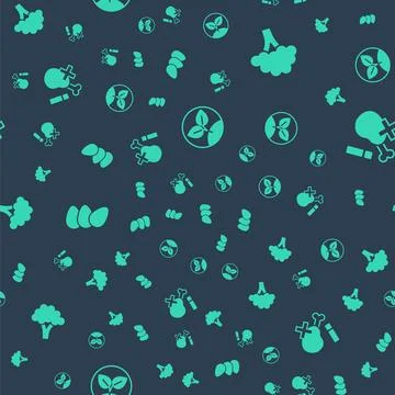 Set Sprout, Broccoli, Chicken egg and No chicken leg on seamless pattern. V.. Stock Illustration
