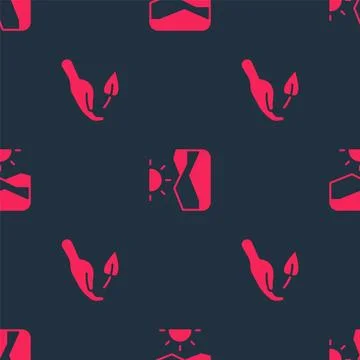 Set Sprout in hand and Drought on seamless pattern. Vector 库存插图