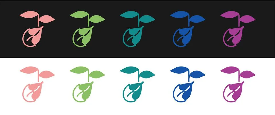 Set Sprout icon isolated on black and white background. Seed and seedling Illustration