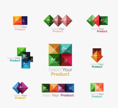 Set of square abstract background templates or infographics Stock Illustration