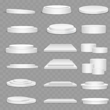 Set of square and circle podiums. Vector Stock Illustration