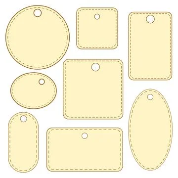Set of square and circle tags or price tags without bow. Holiday wedding Stock Illustration