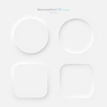A set of square and round buttons on a white background. User interface elements Stock Illustration