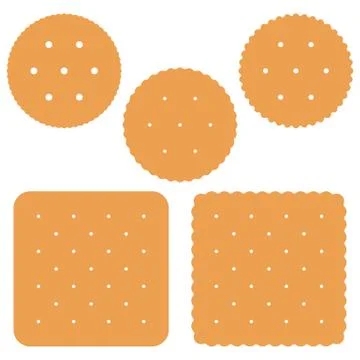 Set of square and round Cracker on white background vector Illustrazione stock