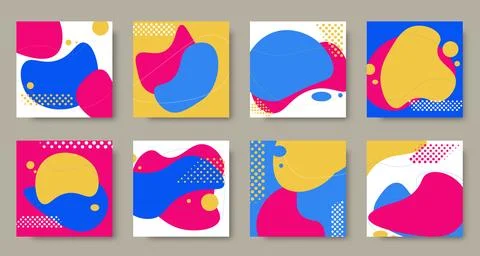 Set of square backgrounds with abstraction in single style Stock Illustration