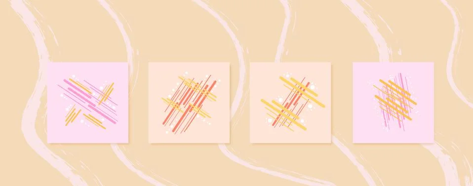 Set of  square backgrounds with  geometric elements for social media networks Stock Illustration