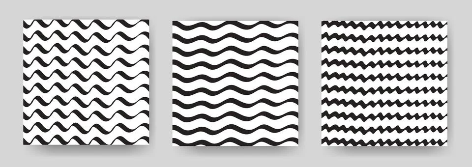 Set of square backgrounds with wavy lines 스톡 일러스트