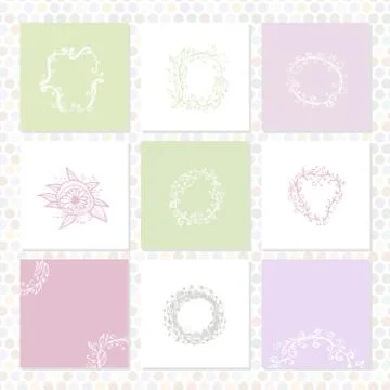 Set of square cards. Sketch frames, hand-drawn. Vector Stock Illustration