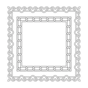 Set of square chain frames. Heart chain links elements to make AI brushes. Emo Stock Illustration