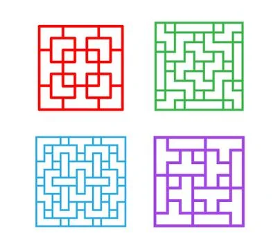 Set of square Chinese pattern window frame Stock Illustration