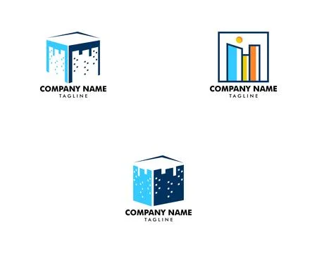Set of Square city logo vector icon Stock Illustration