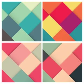 Set of square colorful retro background with stylish colors, vector illustration Stock Illustration