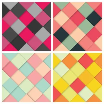 Set of square colorful retro background with stylish colors, vector illustration Stock Illustration