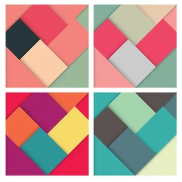 Set of square colorful retro background with stylish colors, vector illustration Stock Illustration