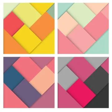 Set of square colorful retro background with stylish colors, vector illustration Stock Illustration