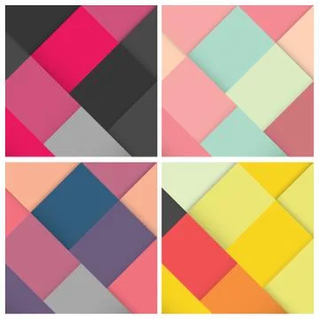 Set of square colorful retro background with stylish colors, vector illustration Stock Illustration