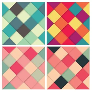 Set of square colorful retro background with stylish colors, vector illustration Stock Illustration