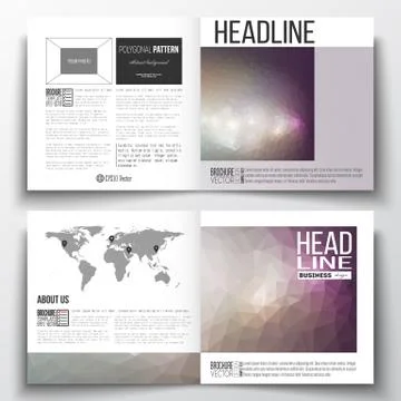 Set of square design brochure template. Abstract colorful polygonal background Stock Illustration