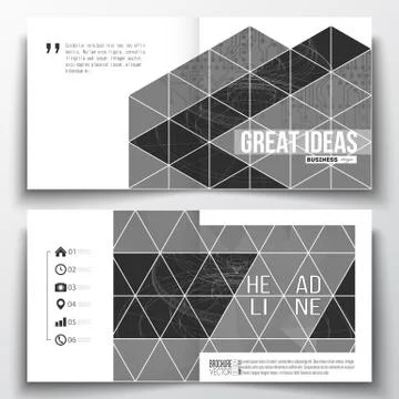 Set of square design brochure template. Microchip background, electrical Illustrazione stock