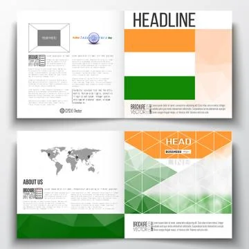Set of square design brochure template. Background for Happy Indian Independence Stock Illustration