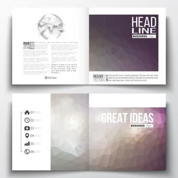 Set of square design brochure template. Abstract colorful polygonal background Stock Illustration