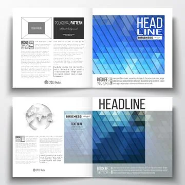 Set of square design brochure template. Abstract colorful polygonal background Stock Illustration