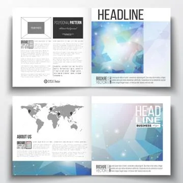 Set of square design brochure template. Abstract colorful polygonal background Stock Illustration