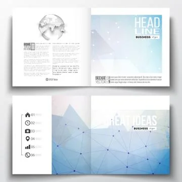 Set of square design brochure template. Abstract colorful polygonal background Stock Illustration