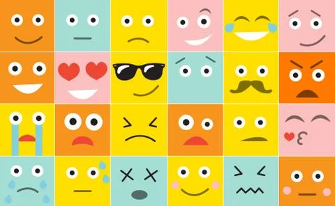 Set square emoticons with different emotions, vector illustration Stock-Illustration
