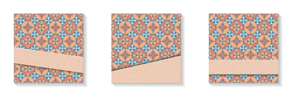 Set of square frames with copy space for social media posts tile mosaic Stock Illustration