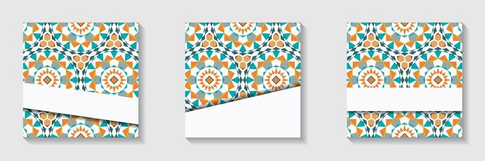 Set of square frames with copy space for social media posts Moroccan mosaic Stock Illustration