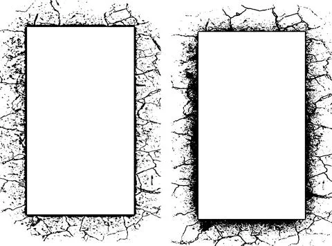 Set of square frames with cracks on a white background イラスト素材