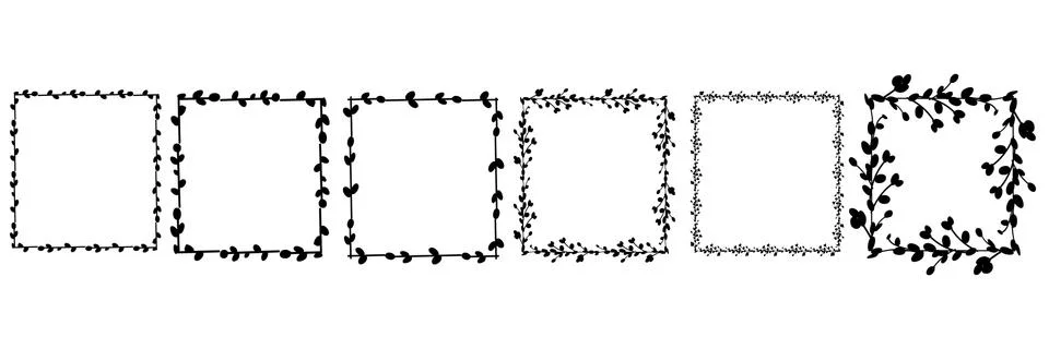 Set of Square frames. frame made of willow twigs Illustrazione stock