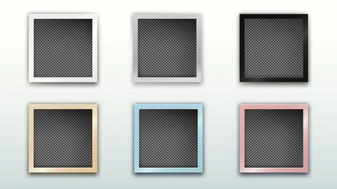 Set of Square Frames Template, Isolated on Bright Background, Vector Illust.. Illustrazione stock