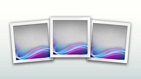 Set of Square Frames Template with Wave Light Effect, Isolated on Bright Ba.. Stock Illustration