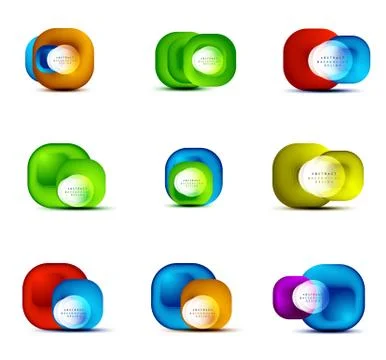 Set of square geometric banners with 3d smooth blend effect. Digital technology 스톡 일러스트