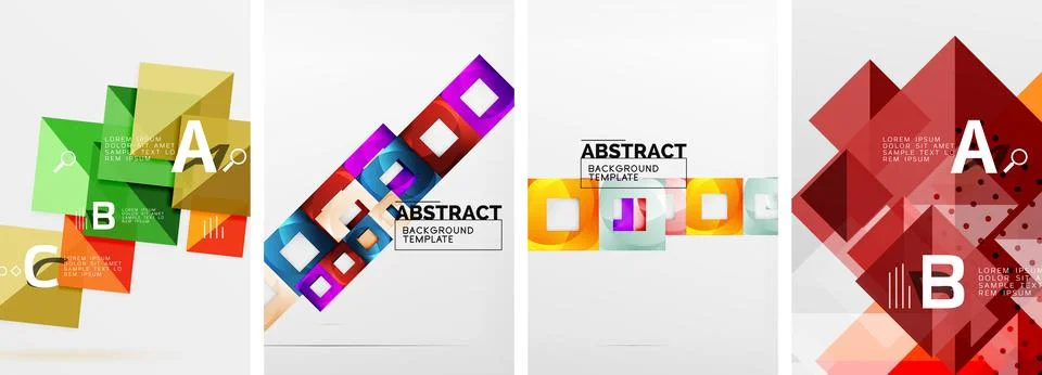 Set of square geometric poster backgrounds. Vector illustration For Wallpaper Stock Illustration
