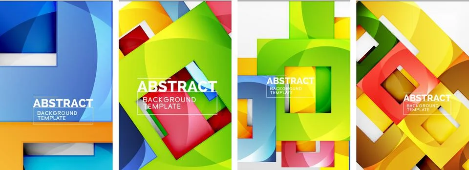 Set of square geometric poster backgrounds. Vector illustration For Wallpaper Stock Illustration
