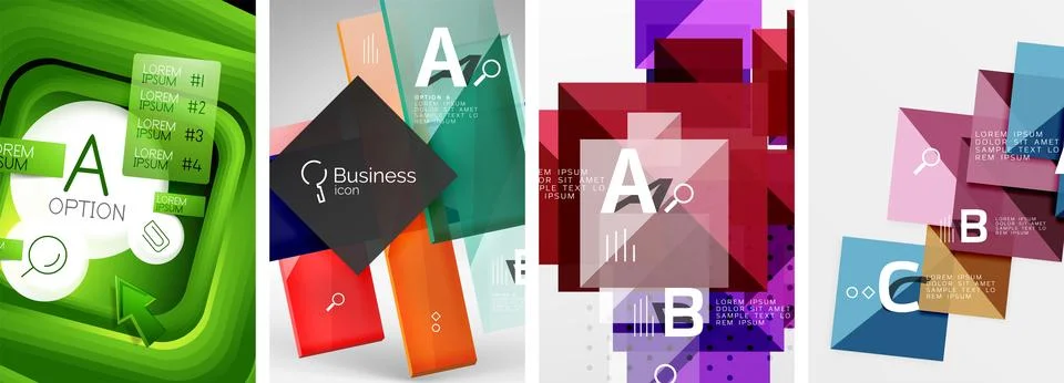 Set of square geometric poster backgrounds. Vector illustration For Wallpaper Stock Illustration
