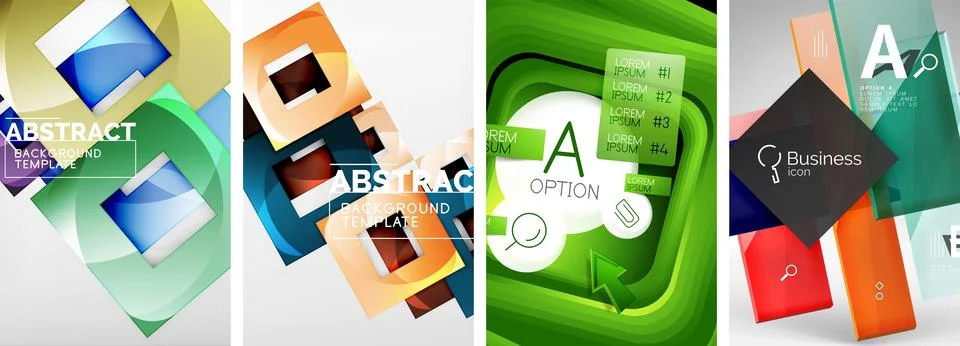 Set of square geometric poster backgrounds. Vector illustration For Wallpaper Stock Illustration