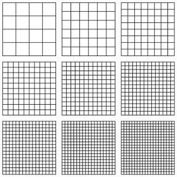 Set square grid, with different point size, vector pattern grid Pixel Per Inch Stockillustratie
