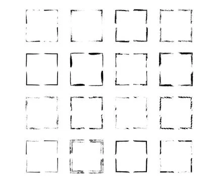 Set of square grunge black frames. Borders collections. Collages elements on  Stock Illustration