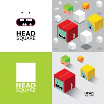 Set of square heads Stock Illustration