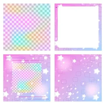 Set of Square Insta post templates. Purple gradients with a soft stars and .. Stock Illustration