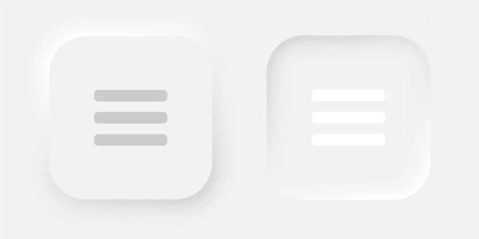 A set of square menu buttons on a white background. User interface elements in Stock Illustration